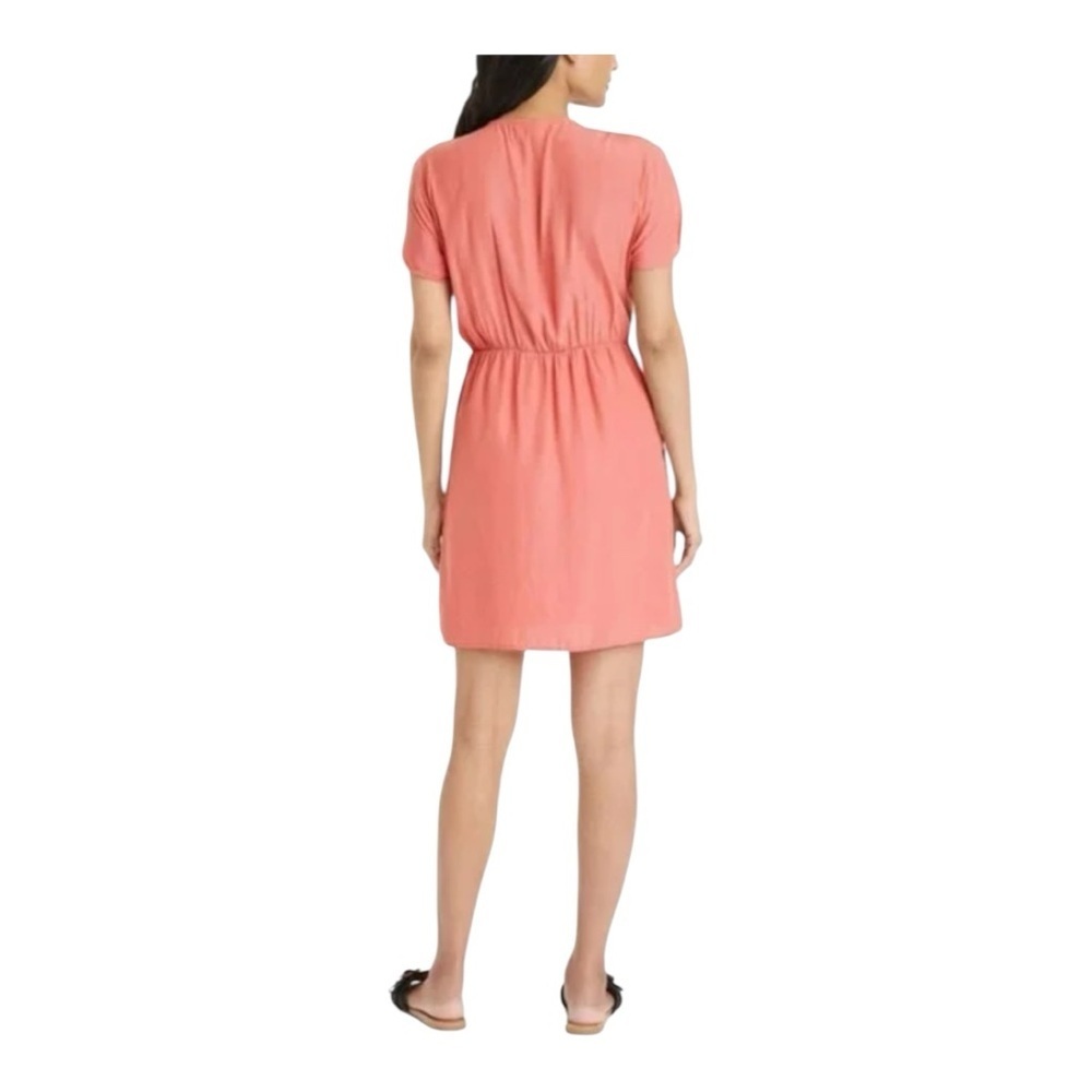 NWT Women's Tie- Front Flutter Short Sleeve Pink Mini A-Line Dress XL - Picture 2 of 12